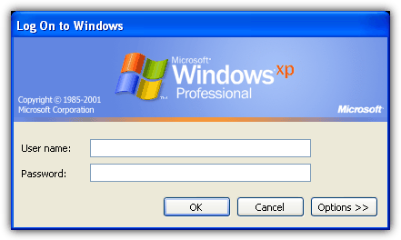 Windows XP ventana login